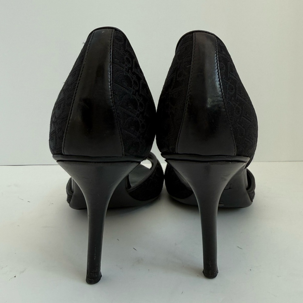 Christian Dior Vintage Black logo plaque trotter peep toe D’orsay pumps EU 39.5 - Picture 4 of 7